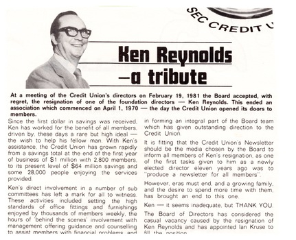 Article on Ken Reynolds Retirement
