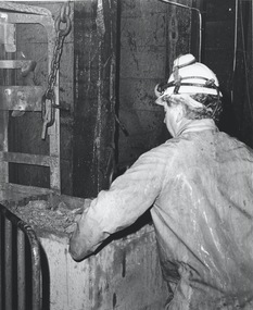 Photograph - Austin Collection: Miner with ore truck, 1980's