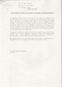 Document - National Trust Collection: Bendigo Pottery (Epsom) Pty Ltd - three-page correspondence regarding concern over the future of the Bendigo Pottery kilns, 07/1987