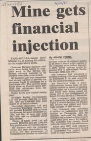 Newspaper - Kangaroo Flat Gold Mine Collection: Reef Mining, Tarnagulla