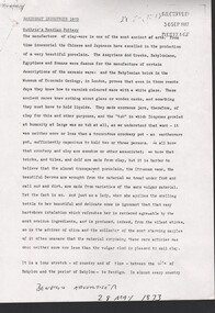Document - National Trust Collection: Bendigo Pottery (Epsom) Pty Ltd - two pages of history of pottery linked to the future of the Bendigo Pottery, 09/1987