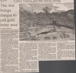 Newspaper - Kangaroo Flat Gold Mine Collection: mine shaft capping, 1995