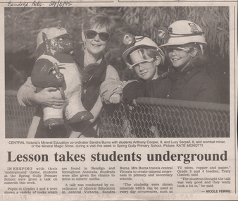 Newspaper - Kangaroo Flat Gold Mine Collection: Minerals Education, 24th June, 1995