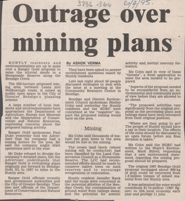 Newspaper - Kangaroo Flat Gold Mine Collection: mine exploration