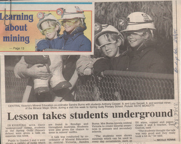 Newspaper - Kangaroo Flat Gold Mine Collection: lessons on mining