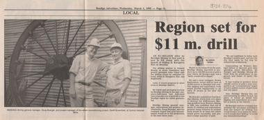 Newspaper - Kangaroo Flat Gold Mine Collection: Central Deborah Bendigo Mining