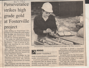 Newspaper - Kangaroo Flat Gold Mine Collection: Perseverance Gold, Fosterville