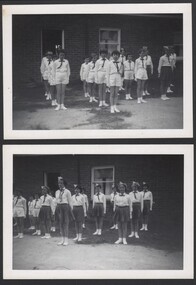 Photograph - William 'Bill' Theodore - two B&W photographs of a boys and a girl's calisthenics / gymnastic team in formation - unknown date or team affiliation, unknown