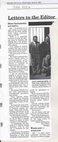 Newspaper - Kangaroo Flat Gold Mine Collection: letters to Bendigo Advertiser Editor