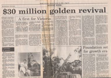 Newspaper - Kangaroo Flat Gold Mine Collection: Central Victoria Gold Revival