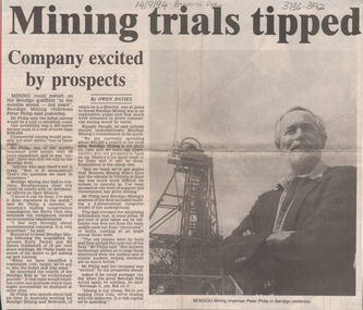 Newspaper - Kangaroo Flat Gold Mine Collection: Bendigo Mining