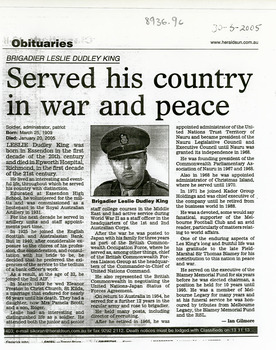Brigadier Leslie Dudley King