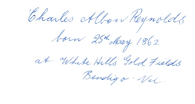 Rear of Photo of Charles Albon Reynolds