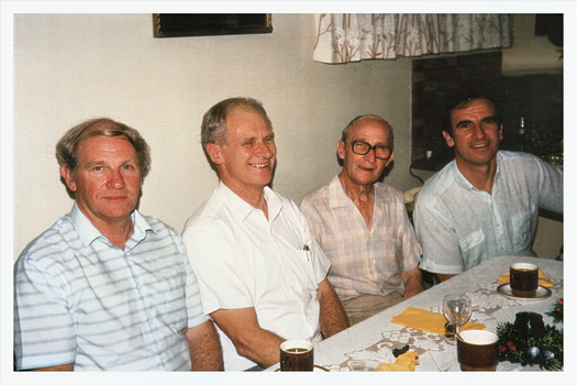 Colour photo of William, Edwin, Chis and Chris front view with birthdates