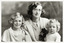 Black and white photo of Louisa Tobias Reynolds with daughters Joan and Lois Tobias