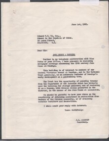 Administrative record - National Trust Collection: Bendigo Joss House, 1965