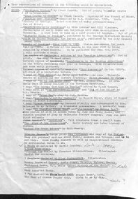 Document - Typed list of publications pertaining to historical publications