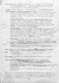 Document - Typed list of sundry items.  Possible inventory of items for disemination.  Edith Lunn collection