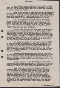 Document - National Trust Collection:  Brief history of Long Gully, 1978