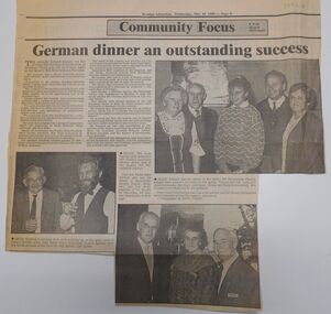 Newspaper - Bendigo Advertiser Article -German Dinner an outstanding success, 10.05.1989