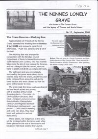 Document - The Ninnes Grave, Robin Hill Estate.  Newsletter concerning the grave x 2