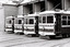 11147.2g No 30, 29, 28 and 11 Birney Cars lined up at the Depot