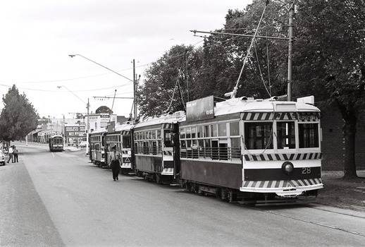 11147.2aa The four Birney Cars at Eaglehawk beside Canterbury Park