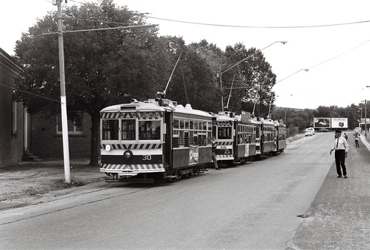11147.2ab The four Birney Cars at Eaglehawk beside the town hall