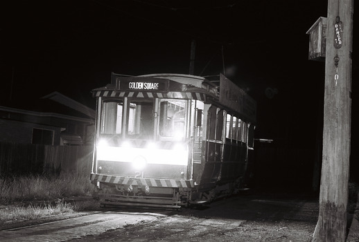 11147.3q Tram No 21 at the North Bendigo Terminus, possible early morning or evening