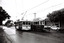 11147.5c Birney car decked out in advertising for the Bendigo Easter Fair heading to North Bendigo in Mcrae St passing No 17 and another tram approaching from the depot