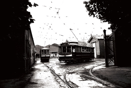 11147.5m No 21 returning to the Tramways Avenue Depot with the scrubber tram on the left