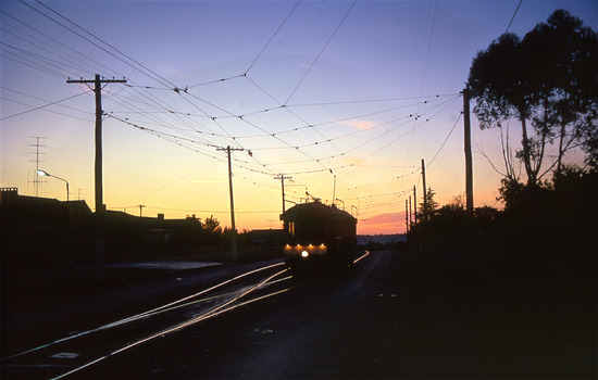 11147.10a Tram in the darkness, sunset or morning