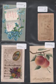 Postcard - Mabel Tully Collection: Four postcards - various messages for Mabel's birthday, 25th wedding anniversary, a Christmas postcard and a visiting card/photograph, 1907