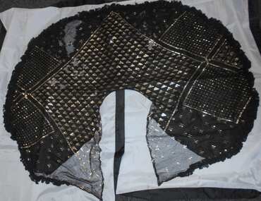 Textile - Black and gold patterned evening cape, 1850s
