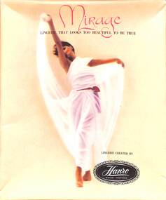 lingerie box includes trademark, image of a model and promotion writing