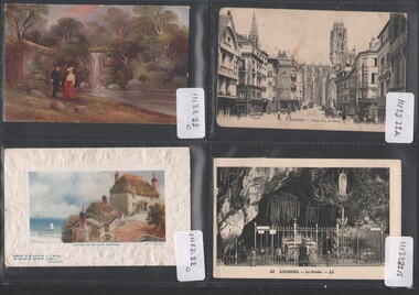 Postcard - Mabel Tully Collection: Four postcards showing travel scenes, circa 1925