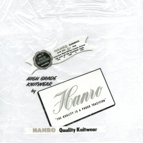 Ephemera - Hanro Collection:plastic bag, Hanro Quality Knitwear, 10/3/2026