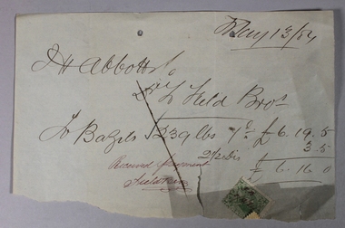 Ephemera - D H Abbott Invoice, 03/05/1884