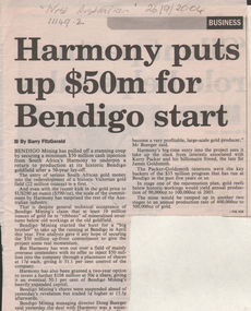 Newspaper - Kangaroo Flat Gold Mine Collection: New Bendigo Gold Project