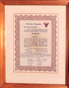 Certificate - Y Service Clubs Charter - Bendigo, 17/02/1954
