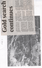Newspaper - Kangaroo Flat Gold Mine Collection: Gold search continues, 2.9.2000