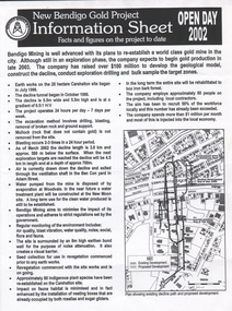 Document - Kangaroo Flat Gold Mine Collection: New Bendigo Gold Project, 2.9.2000
