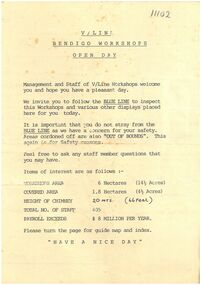 Ephemera - V/Line Bendigo workshops 'Open Day' leaflet
