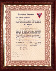 Certificate - Y Service Clubs Charter-Kangaroo Flat, Declaration of Association, 24/02/1973