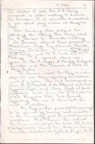 Memorabilia - Edith Perry Collection: Minutes for the establishment of the Kangaroo Flat Pre-School Play Centre, from 7 Oct 1958 to 3 May 1959, 1958-1959