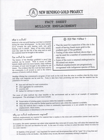 Document - Kangaroo Flat Gold Mine Collection: New Bendigo Gold Project Fact Sheets, no date