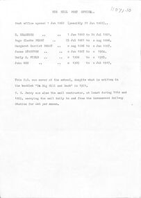 Document - Edith Perry Collection: Big Hill Post Office Post Masters 1860-1917