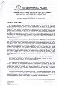 Document - Kangaroo Flat Gold Mine Collection: Historical and Modern Mine Ventilation, Rowland Hill, October 2001