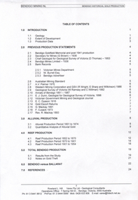 Document - Kangaroo Flat Gold Mine Collection: Historical Gold Production from Bendigo Goldfield, Rowland Hill, October 2001