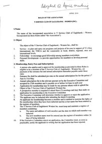 Document - Rules of Association Eaglehawk Y Service Club, 2010